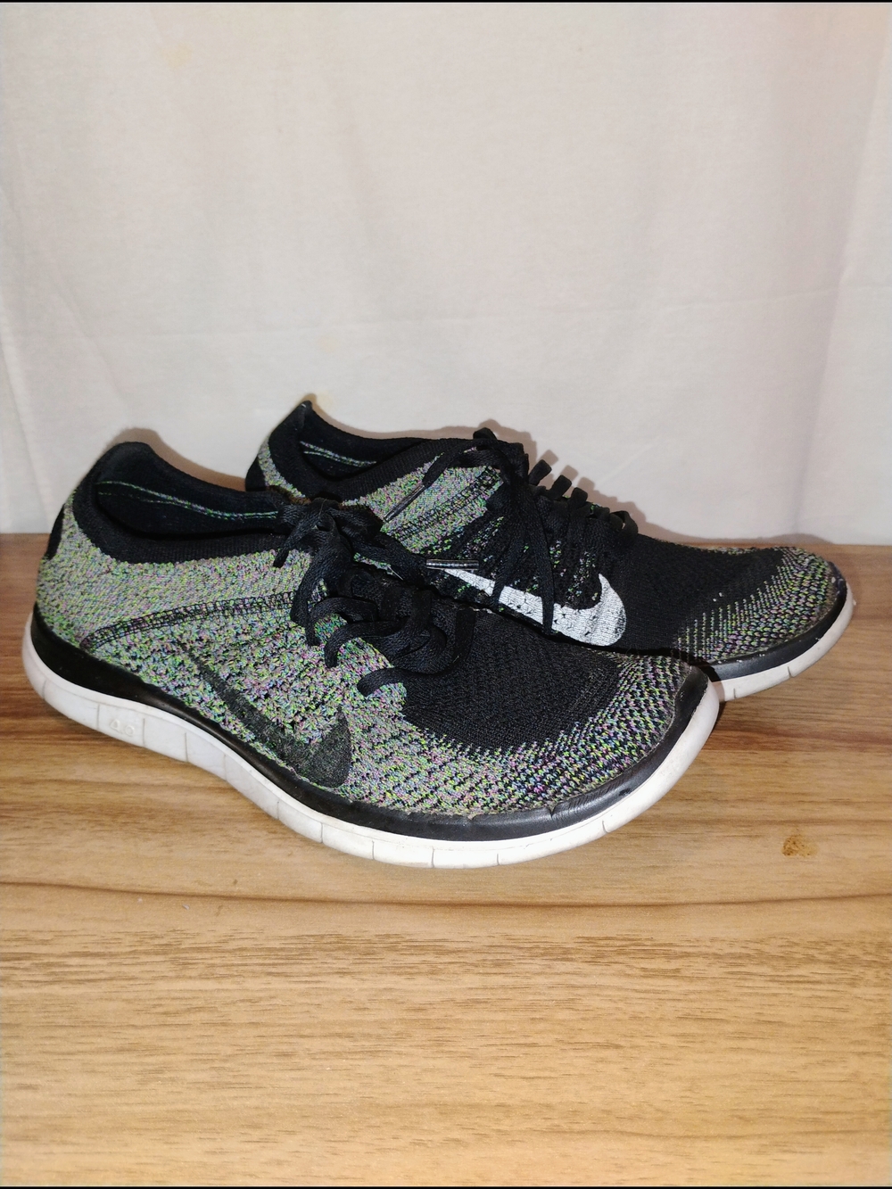 Nike Free 4.0 Flyknit Women's Size 8 Running Shoes Black Green 631050-003